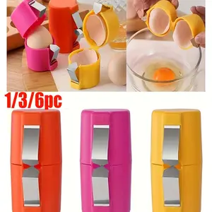 1/3/6pc eggshell opener, crusher, Egg cracking tool, Kitchen gadgets, multi-functional kitchen tool, hygienic to operate with one hand, stainless steel blades, allowing for quick and convenient egg cutting, friendly to sensitive skin