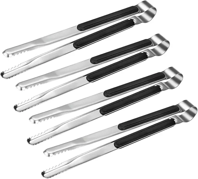 4 pcs Stainless Steel Kitchen Tongs for Cooking, 10 Inch |10-inch Metal Food Tongs with Non-Slip ABS handle Grip for Korean BBQ, cooking, grilling, buffet, and serving