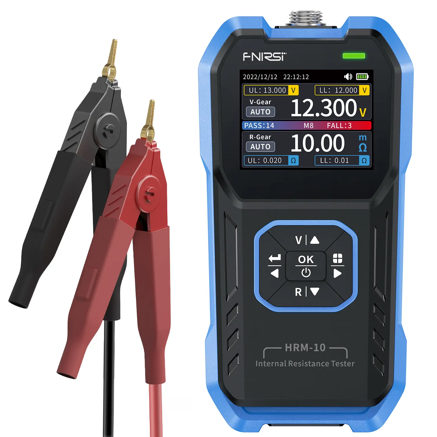 FNIRSI HRM-10 Handheld Accurate Measurement Car Battery Tester, 100V Automotive Vehicle Electrical Tool with Internal Resistance Detection, Capacitance Testing, TFT High-Definition Color Display, Historical Records & Export Data Tables