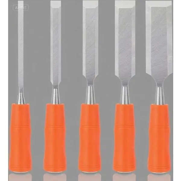 Professional Wood Chisel Set with Ergonomic Handle - 5-Piece Woodworking Tools for Carving - Includes Steel Hammer End - Sizes 6mm, 12mm, 18mm, 24mm, 32mm - Durable Plastic Grip for Precision Work