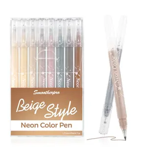 SMOOTHERPRO Coloured Gel Pens, 8-Piece Beige Series 1.0 mm Point Rollerball Pens Set for Black Paper Art, Bullet Journaling, Office Stationery