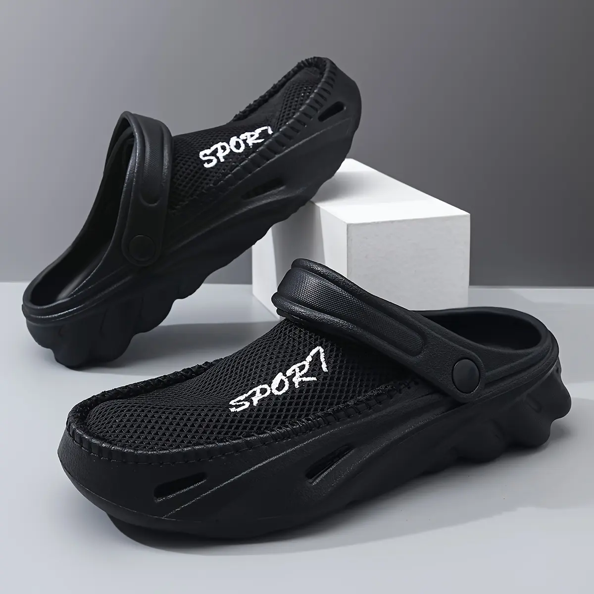 2025 Men's Multifunctional Sports Sandals | Lightweight EVA thick sole for cushioning and support | Breathable mesh design quickly wicks away sweat and keeps feet from feeling stuffy | Adjustable heel strap with dual-wear design (switch between slippers/s