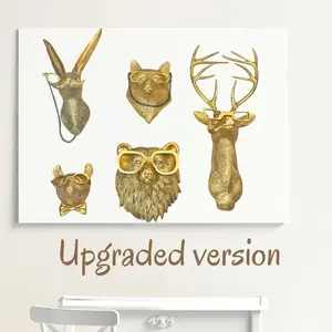 Creative Animal Head Wall Decor, Animal Design, 1 Count Exquisite Creative Animal Head Wearing Glasses, Unique Home Living Room and Bedroom Hanging Ornaments, Poster