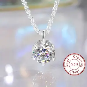 1CT 925 Sterling Silver Luxury Necklace for Women, Wedding Promise Eternity Necklace, Ideal Mother's Day & Valentine's Day Gift