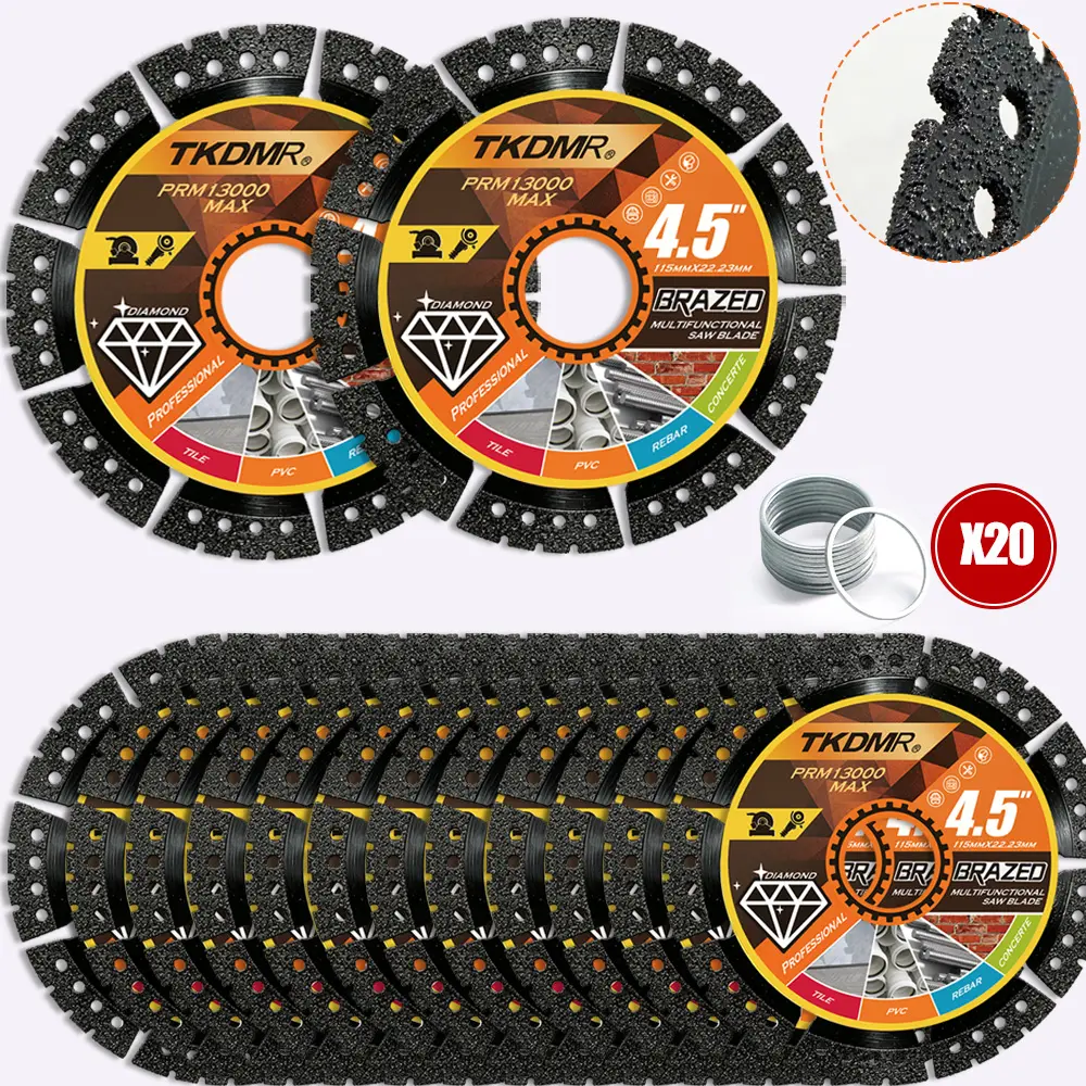 Diamond Blades 5/10/20-Pack 4.5" Diamond Multi-Purpose Saw Blades - Heavy Duty Angle Grinder Discs for Cutting Marble/Quartz/Stone/Tile/Metal/Plastic (Black Teeth)