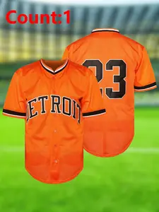 Men's New Casual Stretch Breathable Baseball Jersey, Embroidered Button Sports Uniform for Training & Parties, Fall & Winter Fit