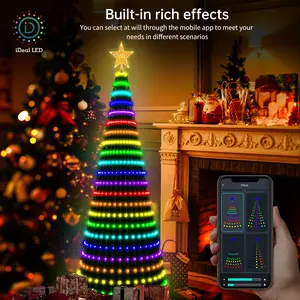 MIMIRGB Smart Christmas Tree Lights 1.8m/2.1m RGB Color-Changing Waterproof IP65 with Remote & APP Control for Festive Decor