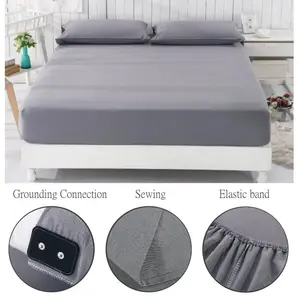 Health Promoting Grounding Sheet, Organic Cotton + Silver Fiber, Fitted Bottom Sheets with Grounding Wire, Earthing Mat for Better Sleep, Earth Electrical Energy for Health