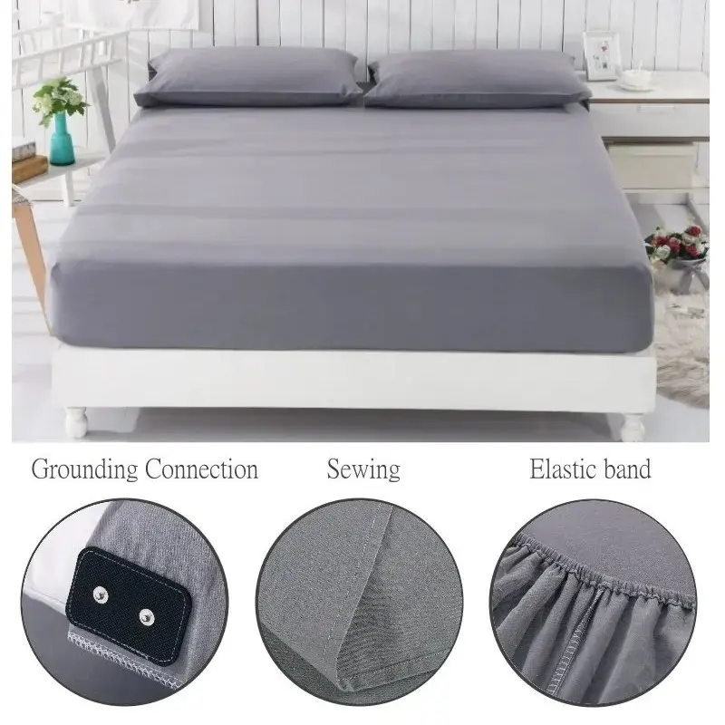 Health Promoting Grounding Sheet, Organic Cotton + Silver Fiber, Fitted Bottom Sheets with Grounding Wire, Earthing Mat for Better Sleep, Earth Electrical Energy for Health
