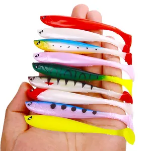 6-Pack Soft Fish Lure Set, Realistic Bait Fishing Gear, Wholesale Source, T Tail Design, Soft Body, Fishing Equipment Kit