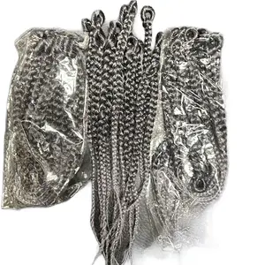 8 inch, synthetic crochet braiding hair, pre-loop, 7x’s bundles per pack, color 1b/60/grey,