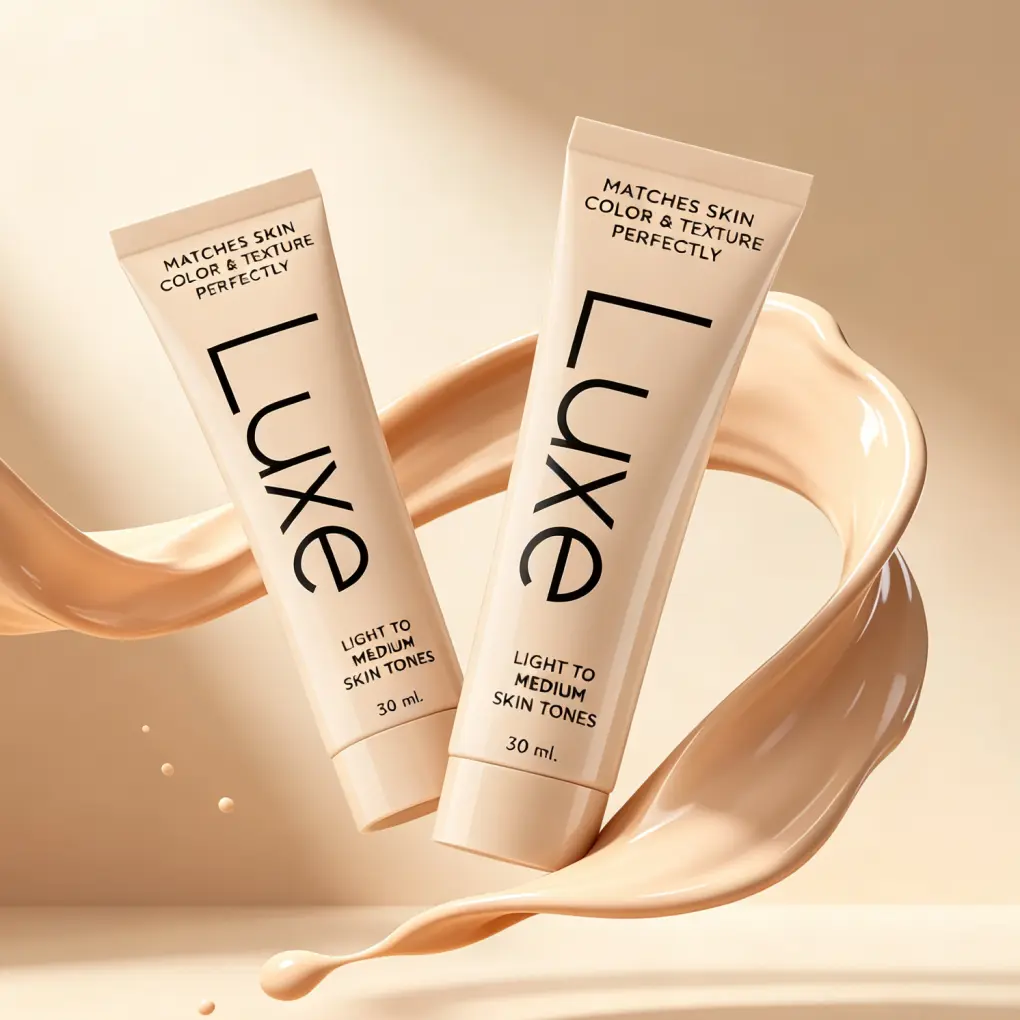 LUXE TINTED FACE FOUNDATION 30ML, Light To Medium Skin Tone Buildable Coverage Foundation, Natural Skin Matching Concealing Base, Lightweight Breathable Daily Makeup Evens Skin Tone