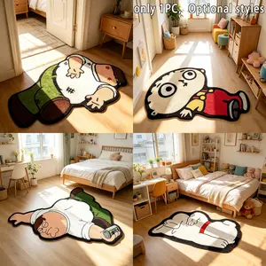 Cartoon Character Design Floor Mat, 1 Count Cute Soft Plush Non-Slip Washable Floor Rug Carpet for Home Living Room and Bedroom Decor Fluffy Area Rug Cartoon Pattern Rug Soft Washable Rugs Decorative Rugs