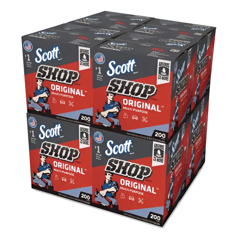 Scott Shop Towels, POP-UP Box, 1-Ply, 9 x 12, Blue, 200/Box, 8 Boxes/Carton