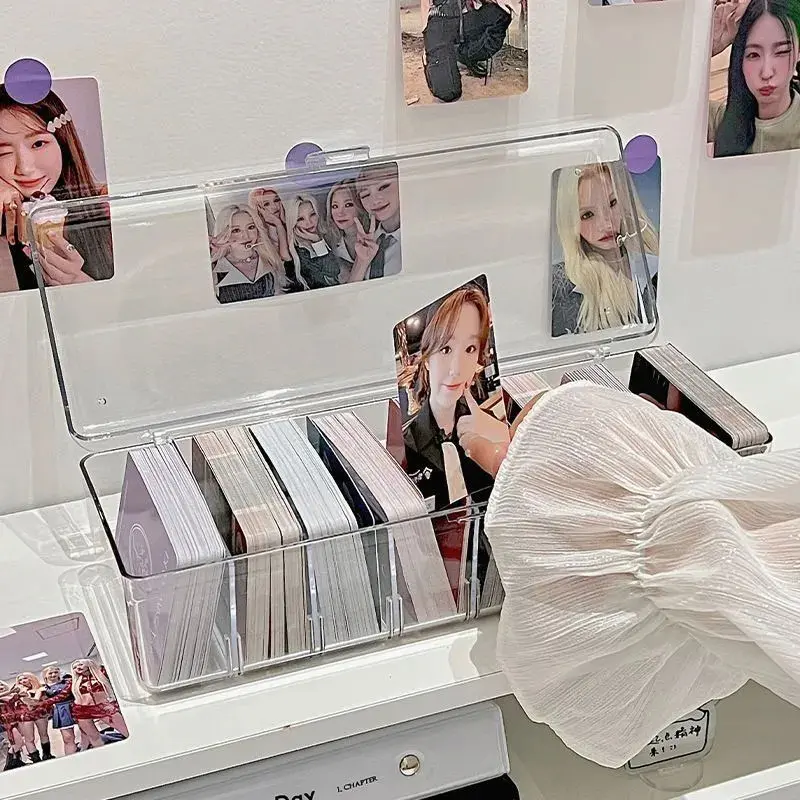 Clear Large Capacity Transparent Card Display Box Blind Box Kpop Photocard Storage Box Korean Acrylic Photo Card Organizer