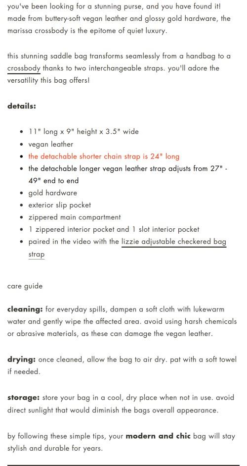 Marissa Saddle Crossbody Bag with Chain Strap and Simple Design