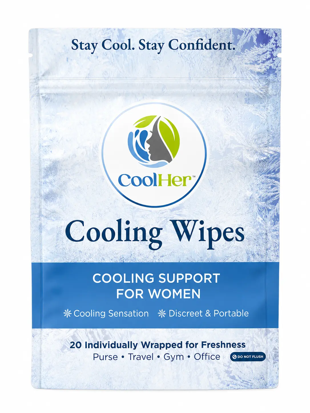 CoolHer Cooling Wipes | 20 count pouch