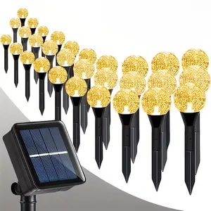 10/20/30 Pack Solar Globe Lights Outdoor, Color Changing Crystal Bubble Ball Stake Lights, 8 Lighting Modes Solar Powered Path Lights for Garden, Yard, Walkway, Camping & Holiday Decor
