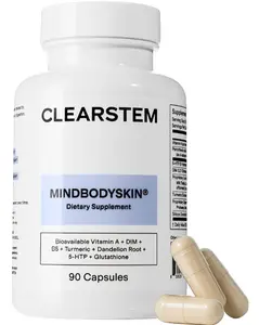 MINDBODYSKIN Hormonal Acne Supplement - Digestive Support, Liver Detoxifiers, Hormone Balancing, Mood Support, Reduces Stress, PMS Acne, Excess Oil, 90 Capsules Healthcare