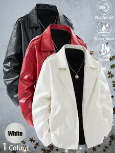 New Unisex Fashionable Oversized Windproof Warm Waterproof Durable Crocodile-Textured Red Leather Motorcycle Jacket, Versatile Multi-Pocket Personalized Trendy Couple's Leather Outfit, Ideal for Daily Commuting, Wilderness Exploration, Hiking, Fishing Out