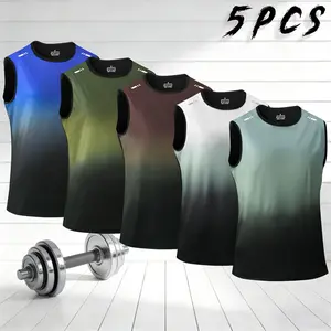 Multi-pack sleeveless tank tops for men, quick-dry breathable stretchy skin-friendly fabric, shoulder stripe details for personalized style, black solid color on the back for a simple look; perfect for fitness enthusiasts and runners.