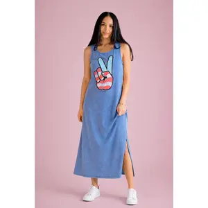 Peace Tank Dress- Acid Wash
