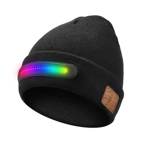 M1-BTD4 Smart Rainbow Beanie | 16M Color Music-Sync LED & Bluetooth 5.3 for Festivals/Gym (USB-C Fast Charge & All-Season Techwear Rainbow LED