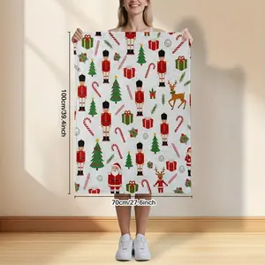 Cheerful Christmas Nutcracker & Festive Icons Throw Blanket