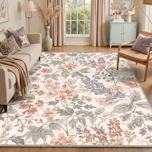 【Deals For You Days】GENIMO Area Rug Machine Washable Non Slip Pet Friendly Soft Floor Carpet for Living Room Bedroom Kitchen Hallway Home Decor Indoor Rug,ARF1373-AMBER BLOOM