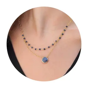 Blue Sapphire Layering Necklace - 18K Gold Vermeil, Tarnish Free, Certified S925 Gold Jewelry for Women
