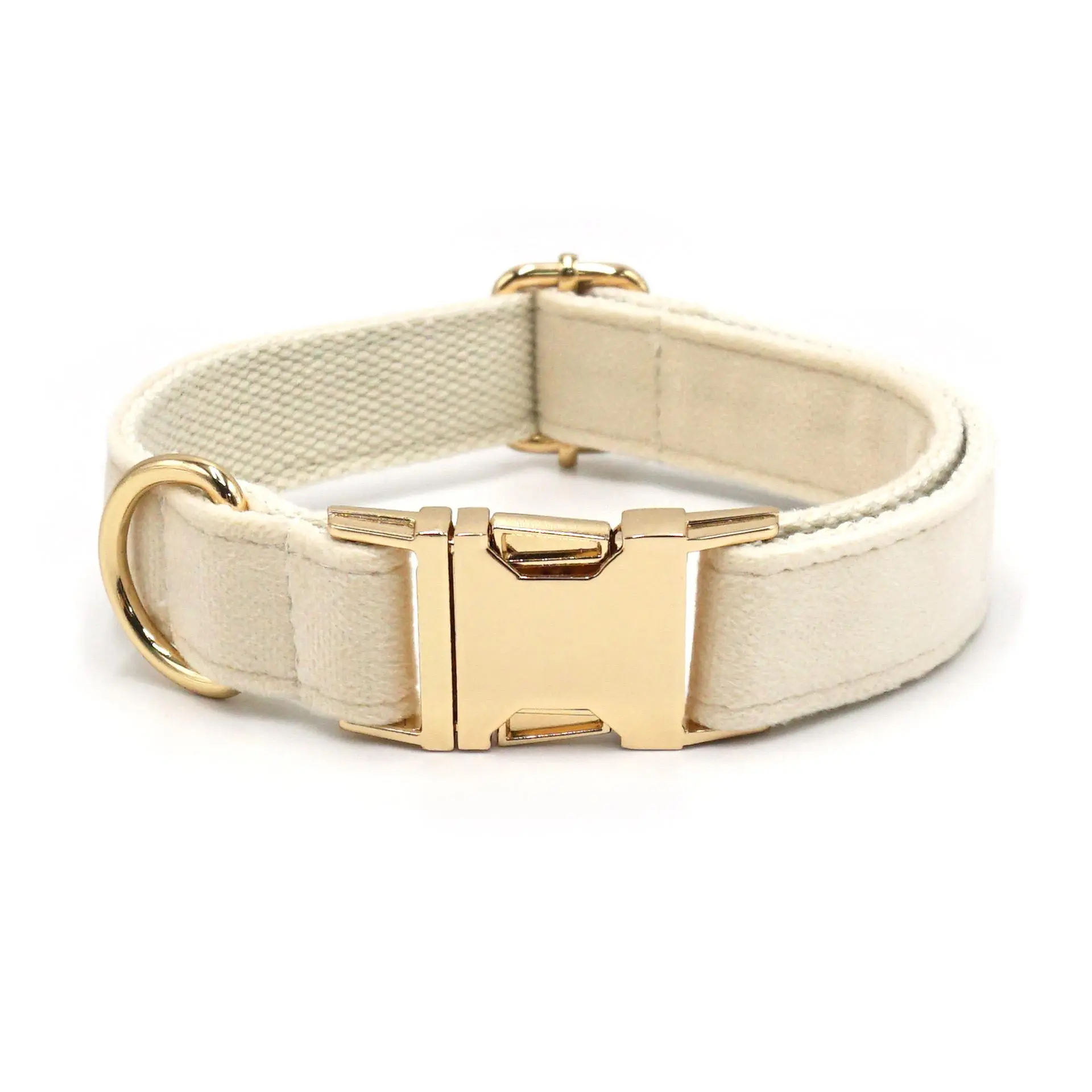 Luxury Velvet Dog Collar, Gold-Tone Metal Buckle, Adjustable Neck Strap