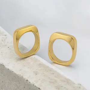 FWJ - STAINLESS STEEL JEWELRY-SQUARE BAND RING