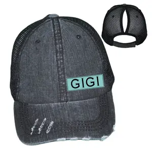 Gigi Ponytail Hat, Custom Leather Patch Cap, Grandma Hat Personalized Trucker Hat, Custom Ponytail Cap, Gigi Cap, Mother's Day Gift Hat
