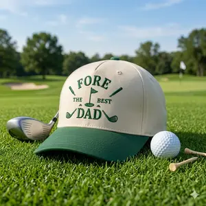 Fore The Best Dad Golf Hat – Embroidered Father’s Day Trucker Cap, Funny Golf Dad Gift, Adjustable Mesh Hat