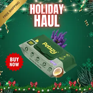 【Holiday Season】Petazy Dog Wipes - 100 Natural, Extra-Thick, Hypoallergenic Clean for Paws, Ears, Eyes & Butt (Lavender Scent)