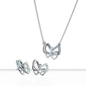 Tangled in Love Jewelry Set - Women Silver Butterfly Stud Earrings and Silver Butterfly Pendant Necklace Jewelry Set - Symbolic Jewelry for Love and Harmony daily jewelry
