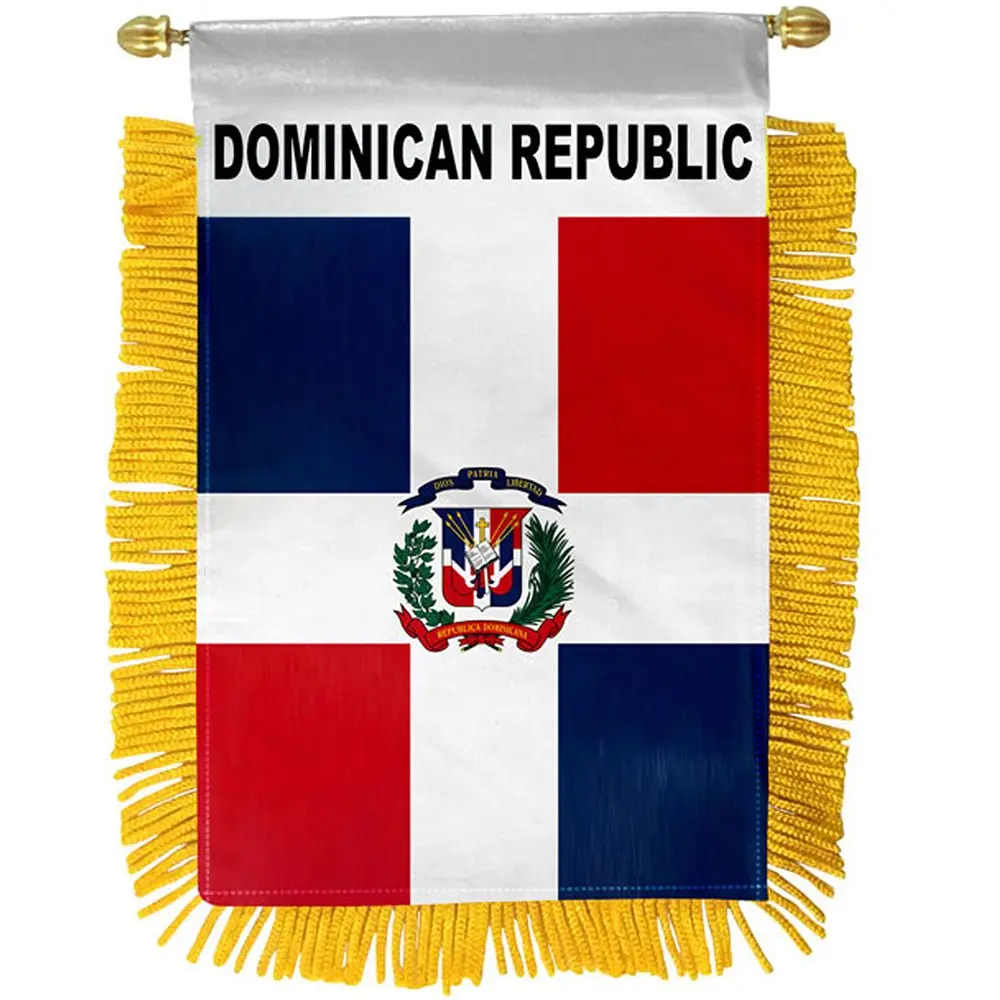 4x6 in Decorative Glass Mini Banner for Dominican Republic - Hangable Plastic Hanger-Mounted Double-Sided Decor, Party Background Decoration, Window & Home Festive Supply