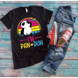 Pansexual Panda Lover Shirt | I'm Pan-Duh | Funny Pan Flag Pansexual Pride LGBTQ Gift