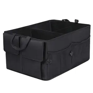 1pc Car Trunk Storage Box, Foldable Car Organizer with Adjustable Straps, Waterproof Storage Bin for Trunk and Suv Seats, Automotive Accessories