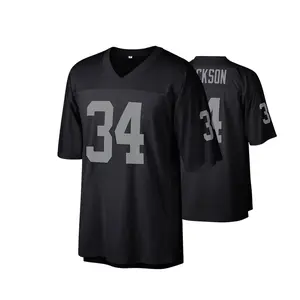 90s #34 Sewing embroidery letters and numbers JACKSON High quality sportswear Mesh Breathable Big Size S-3XL American football Jersey Black 1990