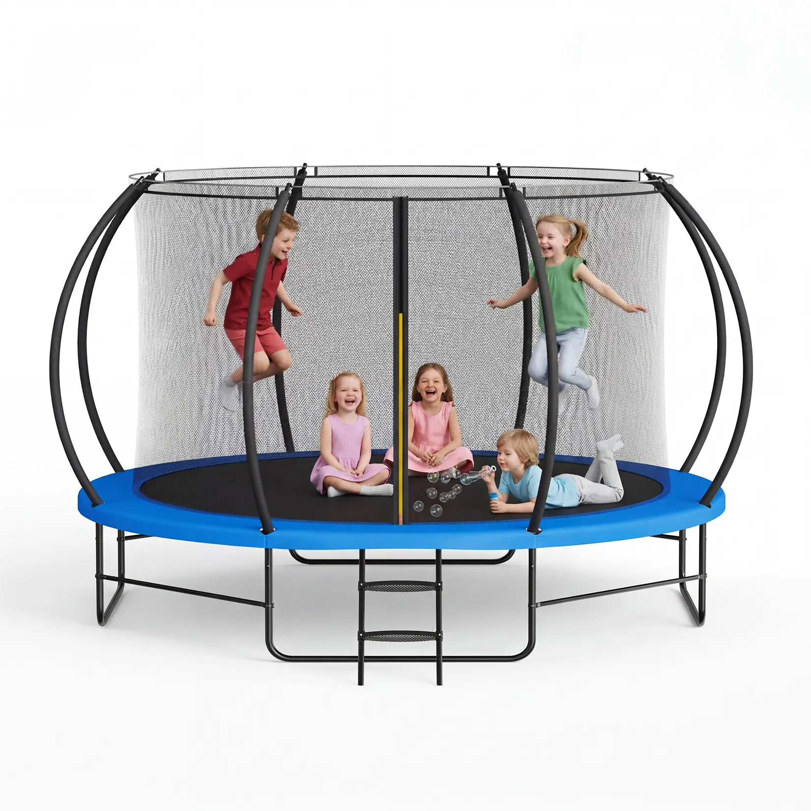 14FT Heavy Duty Outdoor Trampoline with Safety Enclosure Net and Ladder, 1760LBS Weight Capacity Trampolines for Kids and Adults, All-Weather Galvanized Steel Frame Recreational Trampoline for Backyard Garden