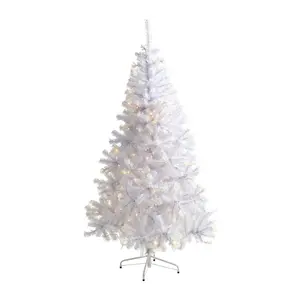 6' Lit White Christmas Tree by Nearly Natural