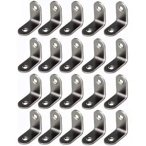 1/2 x 1/2 Zinc Plated Steel Corner Brace L Brackets with Screws for Picture Frame Reinforcement and Canvas Mounting - 20 Pack