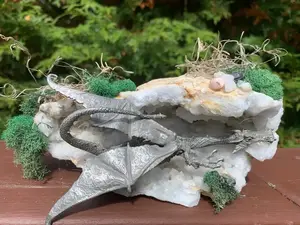 Geode Crystal Cluster | Pewter Dragon | Large Specimen 2.5 lb | Morocco Geode Cluster