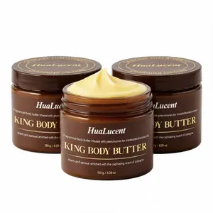 3Pcs HuaLucent King Body Butter 150g, Pheromone Infused Fragranced Body Cream with Captivating Cologne Scent, Warm Sensual Long-Lasting Aroma, Deep Moisturizing Rich Creamy Body Lotion for Dry Rough Skin