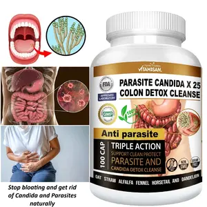 Colon Detox Cleanse Parasite Candida 100 Capsules Natural Herbal Supplement