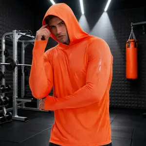 Men's Plus Size Fluorescent Fishing Suit - Hooded Long-Sleeve, Breathable UV-Resistant