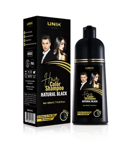 UNIK Care Hair Color Shampoo Natural Black 400ml No Stains No Ammonia for Vibrant Hair Color Safe Gentle Formula