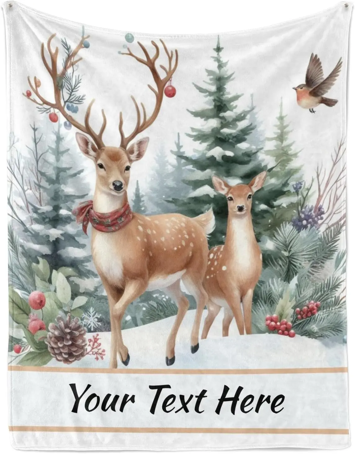 Christmas Santa Claus Blanket, Personalized Blanket with Name, Christmas Throw Blanket for Couch Sofa Bed, Soft and Cozy, 30" x 40"