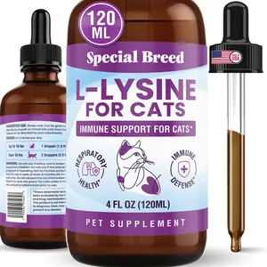 Special Breed L-Lysine for Cats & Kittens – Immune, Respiratory & Eye Health Support – Liquid Cat Supplement with Astragalus, Burdock, Atractylodes, Dangshen & Vitamins A, B1, B2, B6 – 4oz (120mL)